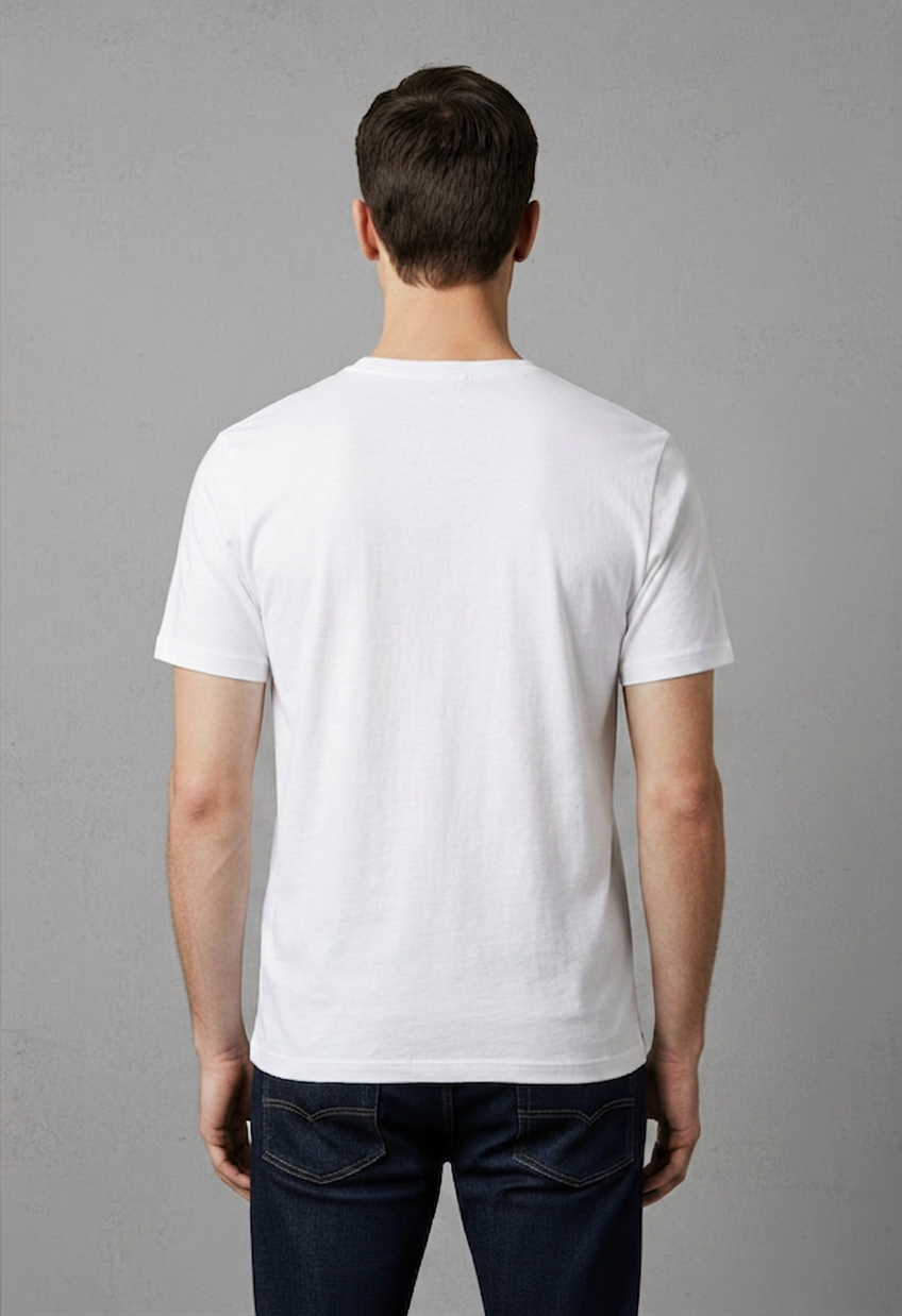 Wit t-shirt met logo in kleur naar keuze